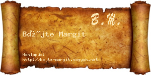 Böjte Margit névjegykártya